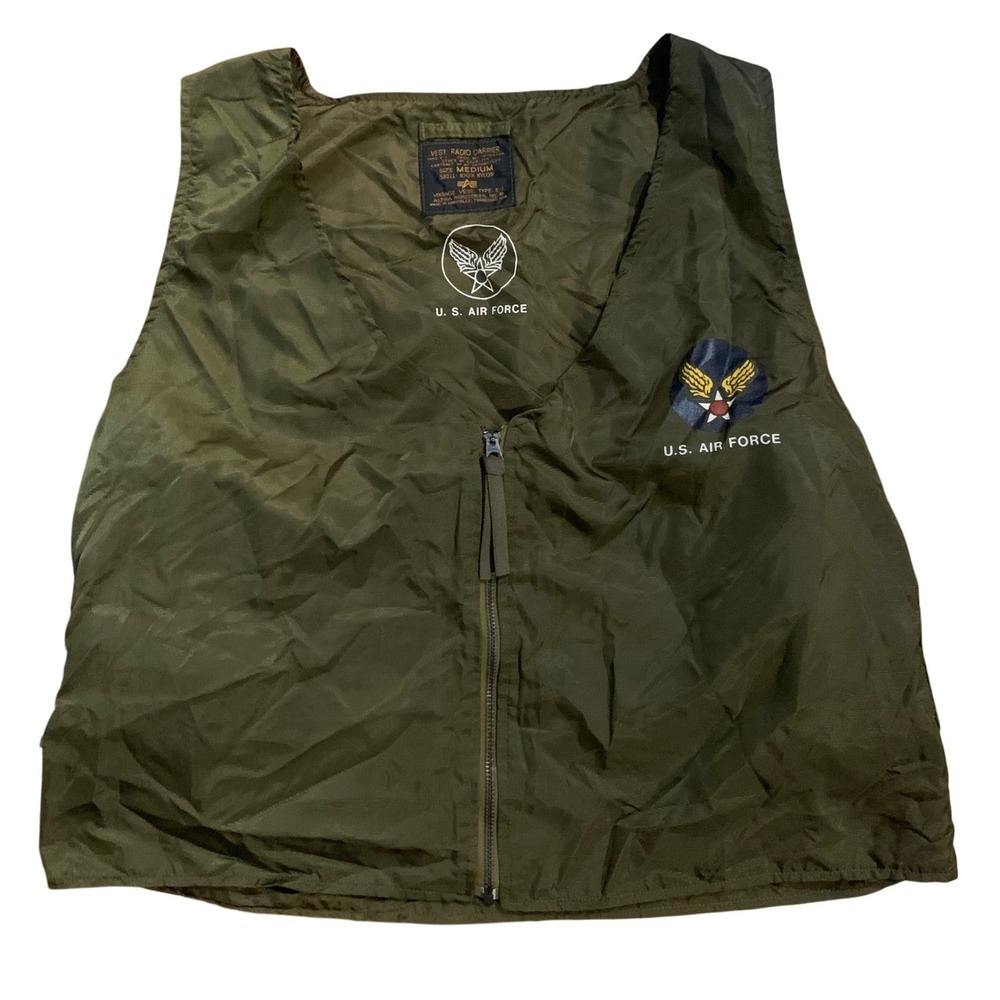 Alpha Industries US Air Force E-1 Radio Carrier Vest Vintage Style Green Medium